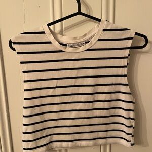 Zara Black and White Striped Top